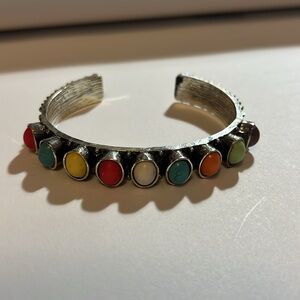 Colorful Stone Silver Bracelet